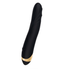 Чёрный вибратор WANAME Storm со стимулирующими рёбрами - 22,5 см.