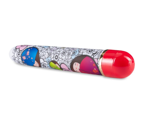 Яркий вибромассажёр с принтом Play Flirty - 17,8 см.
