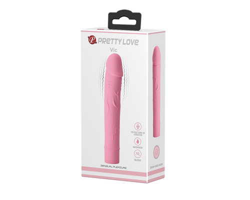 Нежно-розовый вибратор Vic с выделенными венками - 15,5 см.
