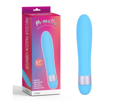 Голубой классический вибратор Precious Passion Vibrator - 17 см.