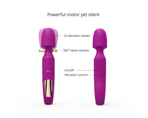 Лиловый вибратор с 2 сменными насадками R-Evolution Wand Vibrator with 2 Attachments