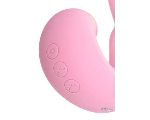 Нежно-розовый многофункциональный стимулятор клитора Juna - 15 см.