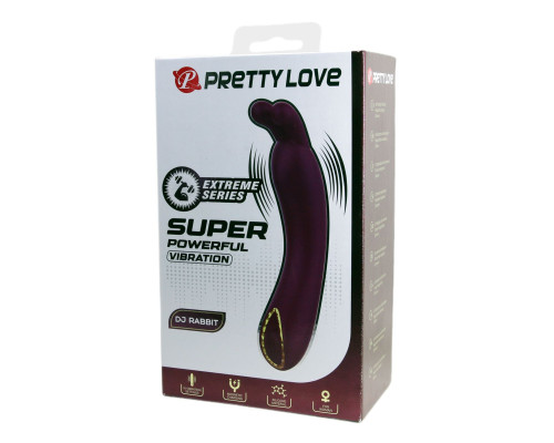 Фиолетовый вибратор с ушками DJ Rabbit - 13,9 см.