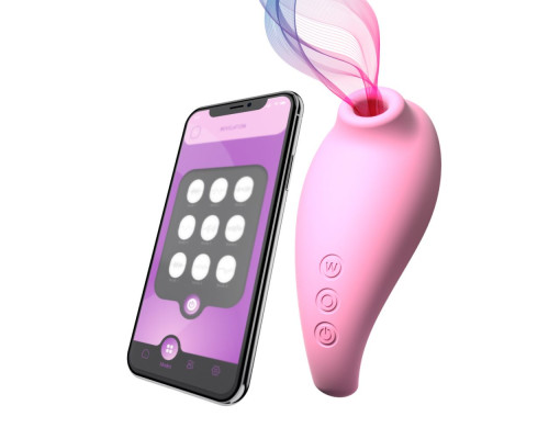 Розовый вакуумный стимулятор клитора Revelation + APP