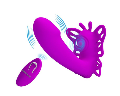 Лиловая клиторальная бабочка с вагинальным виброотростком Katherine