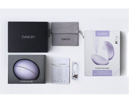 Сиреневый вакуум-волновой стимулятор Pulse Galaxie с проекцией звёздного неба