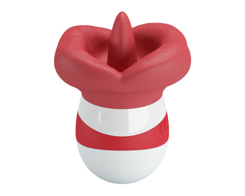 Красно-белый клиторальный стимулятор в форме рта Mina