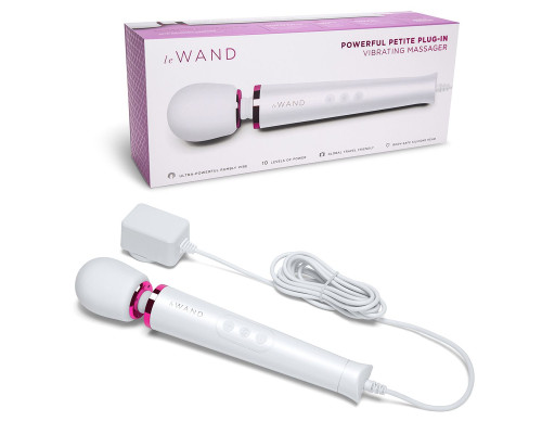 Белый проводной вибратор Le Wand Petite Vibrating Massager - 25 см.