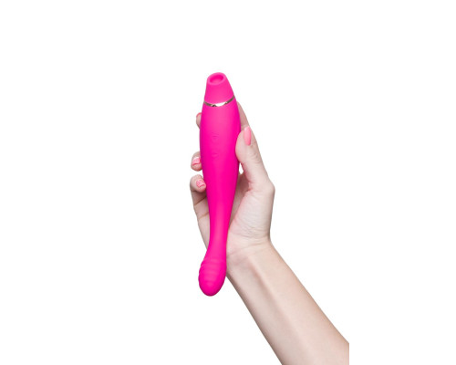 Ярко-розовый вибратор Danvi с вакуум-волновой стимуляцией
