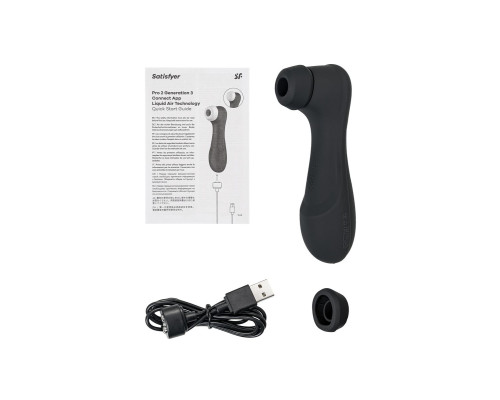 Черный вакуумный стимулятор клитора Satisfyer Pro 2 Generation 3