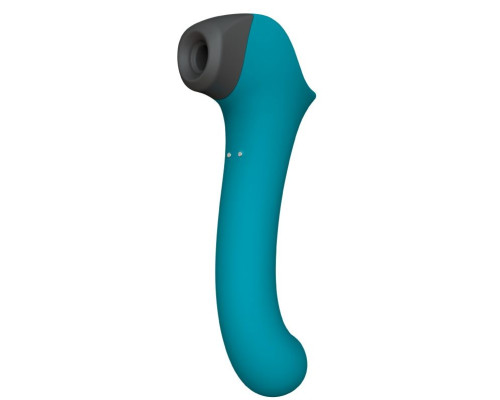 Бирюзовый вакуумный вибростимулятор с нагреваемой ручкой Halo 2 - 22,5 см.