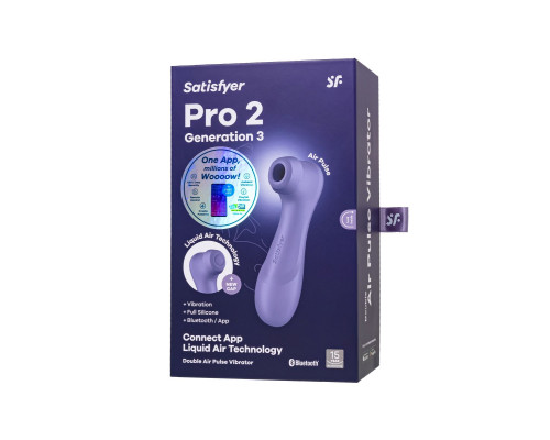 Сиреневый вакуумный стимулятор клитора Satisfyer Pro 2 Generation 3 с управлением через приложение