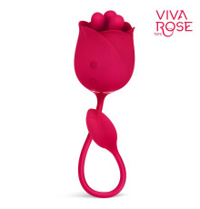 Малиновый вибростимулятор-бутон с вращающимися тычинками