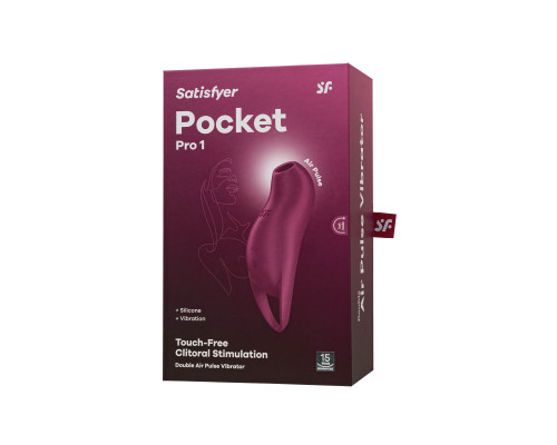 Малиновый вакуум-волновой стимулятор клитора с вибрацией Pocket Pro 1