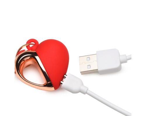Красное ожерелье с подвеской-вибратором 10X Vibrating Silicone Heart Necklace