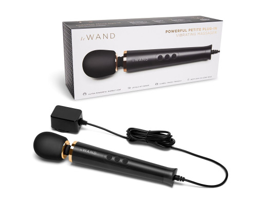 Черный проводной вибратор Le Wand Petite Vibrating Massager - 25 см.