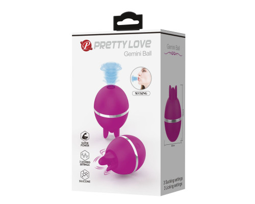 Лиловый двусторонний вибростимулятор клитора Gemini Ball