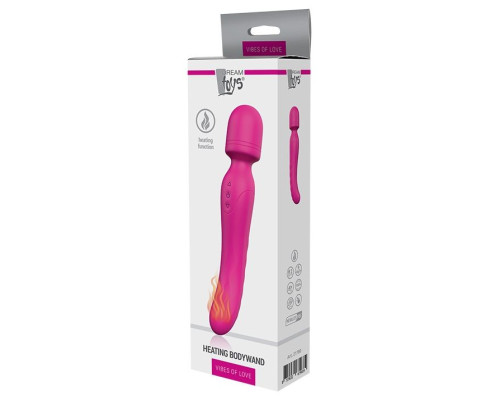Ярко-розовый жезловый вибратор Heating Bodywand с нагревом - 23,2 см.