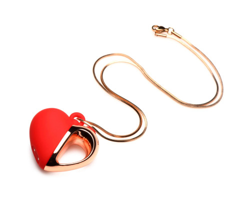 Красное ожерелье с подвеской-вибратором 10X Vibrating Silicone Heart Necklace
