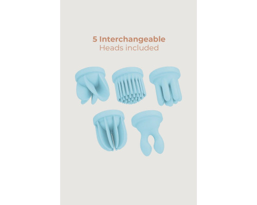 Голубой стимулятор клитора с 5 насадками Caress