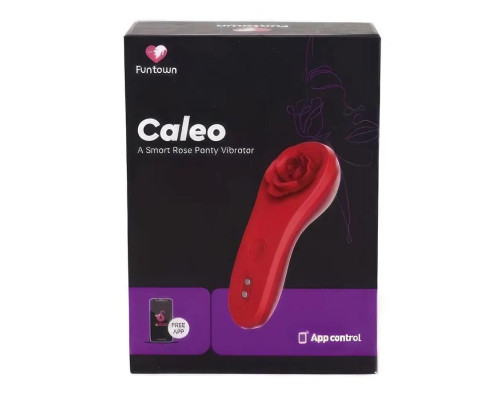 Красный вибратор в трусики Funtown Caleo с магнитным держателем-розой