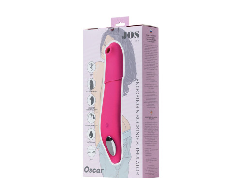 Розовый стимулятор с пульсацией и вакуум-волновой стимуляцией JOS Oscar - 20,5 см.