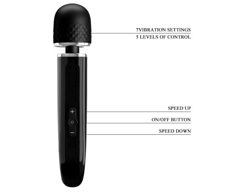 Черный мощный жезловый вибратор с изогнутой ручкой Charming Massager - 24 см.