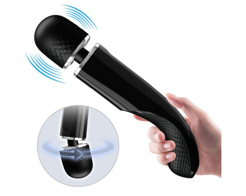 Черный мощный жезловый вибратор с изогнутой ручкой Charming Massager - 24 см.