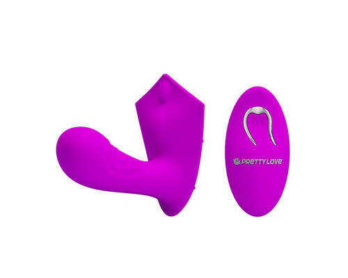 Лиловый вибромассажёр Willie с пультом ДУ