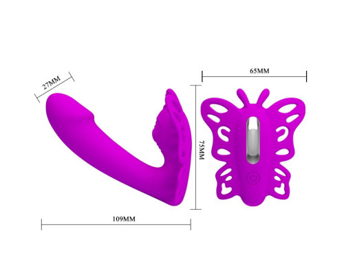 Лиловая клиторальная бабочка с вагинальным виброотростком Katherine