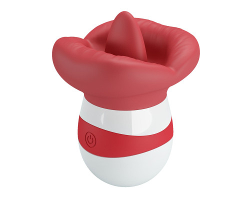 Красно-белый клиторальный стимулятор в форме рта Mina