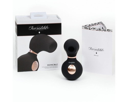 Черный клиторальный вакуум-волновой массажер Irresistible Invincible
