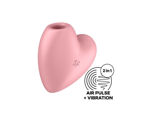 Розовый вибромассажер Cutie Heart с вакуум-волновой стимуляцией