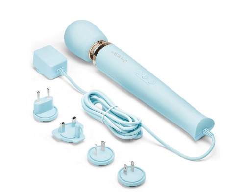 Голубой проводной вибромассажер Le Wand Sky Blue с 10 скоростями