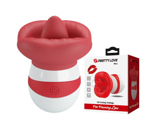 Красно-белый клиторальный стимулятор в форме рта Mina