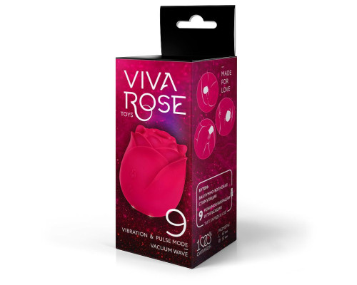 Малиновый вибростимулятор в форме бутона розы