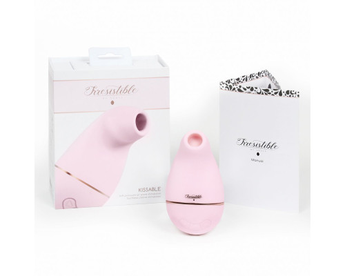 Розовый клиторальный вакуум-волновой массажер Irresistible Kissable