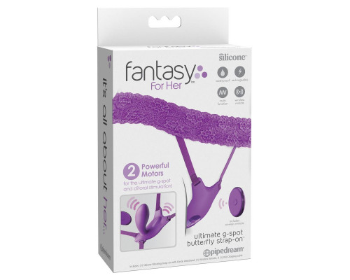 Фиолетовый пояс с вибровкладкой Ultimate G-Spot Butterfly Strap-On