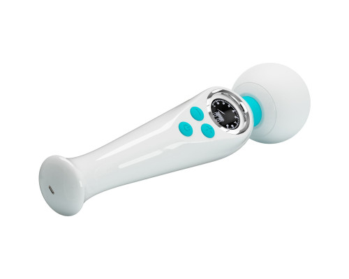 Белый wand-вибратор с дисплеем Skyler - 22,4 см.