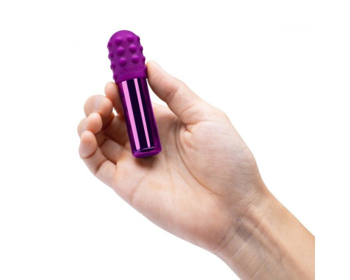 Фиолетовая вибропулька Le Wand Bullet с 2 нежными насадками
