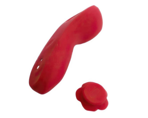 Красный вибратор в трусики Funtown Caleo с магнитным держателем-розой