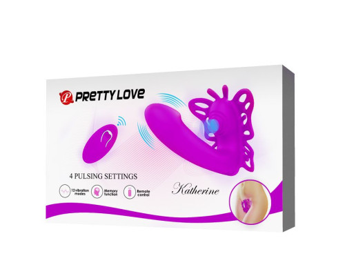 Лиловая клиторальная бабочка с вагинальным виброотростком Katherine
