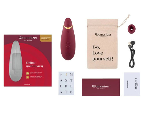 Бордовый клиторальный стимулятор Womanizer Premium 2