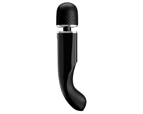 Черный мощный жезловый вибратор с изогнутой ручкой Charming Massager - 24 см.