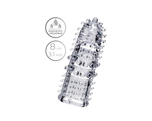 Прозрачная рельефная насадка на палец Arbo - 8 см.