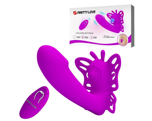 Лиловая клиторальная бабочка с вагинальным виброотростком Katherine