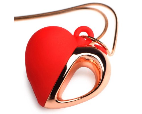 Красное ожерелье с подвеской-вибратором 10X Vibrating Silicone Heart Necklace