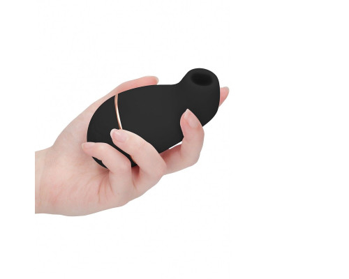 Черный клиторальный вакуум-волновой массажер Irresistible Kissable