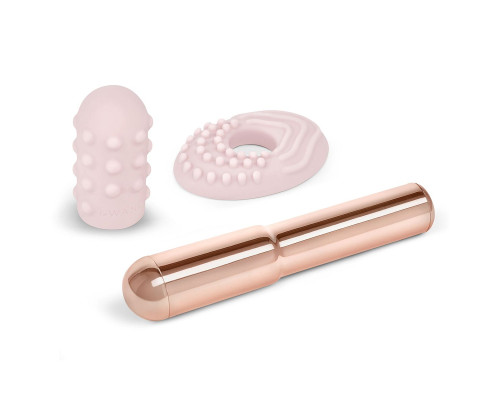 Пудровый жезловый вибратор Le Wand Grand Bullet с двумя нежными насадками