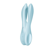 Голубой вибратор Threesome 1 с  пальчиками